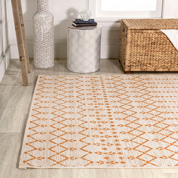 Ourika Moroccan Geometric Textured Weave Indoor/outdoor Rug